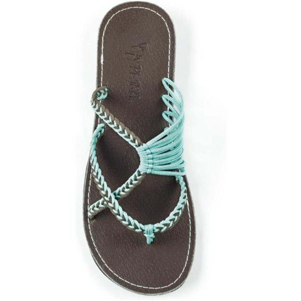 Women Flat Sandals Flip Flops Woven Strappy Beach Shoes Summer Travel Slides
